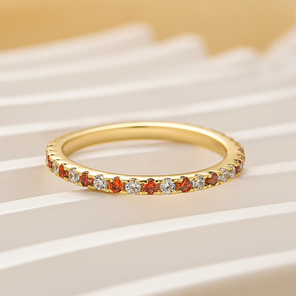Velirella 0.5 Ct Round Cut Classic Full Eternity Thin Wedding Band For Women In Brass - Velirellajewelry