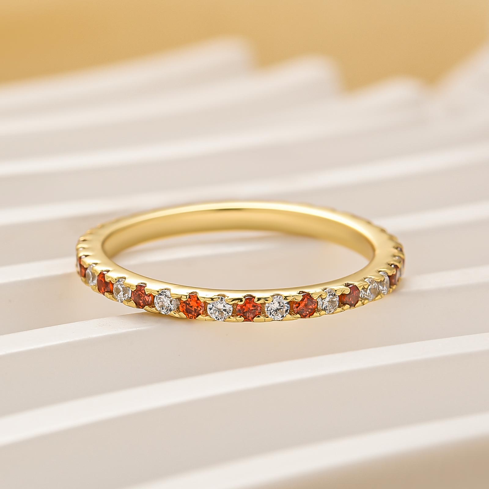 Velirella 0.5 Ct Round Cut Classic Full Eternity Thin Wedding Band For Women In Brass - Velirellajewelry
