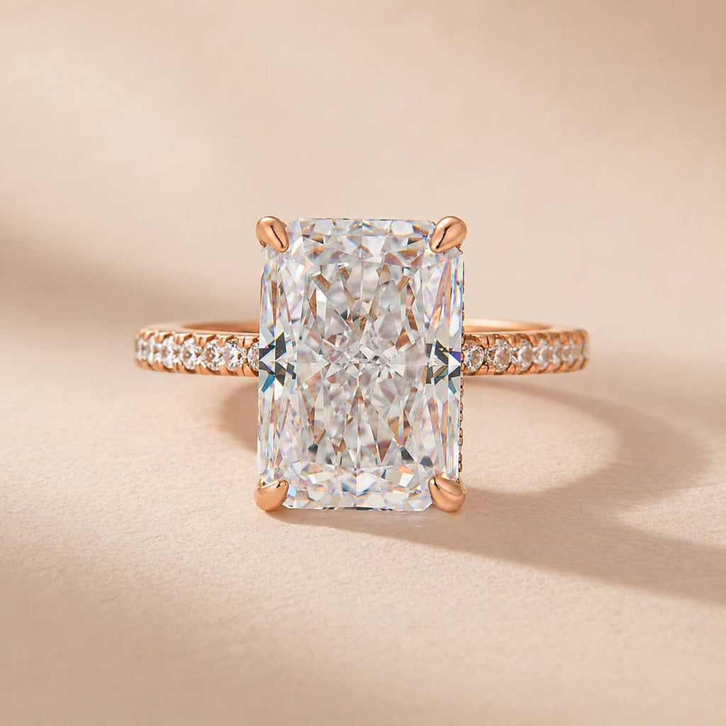 Brass 7.0Ct Simulated Diamond Radiant Cut Engagement Ring Or Enhancer Wedding Set In Brass