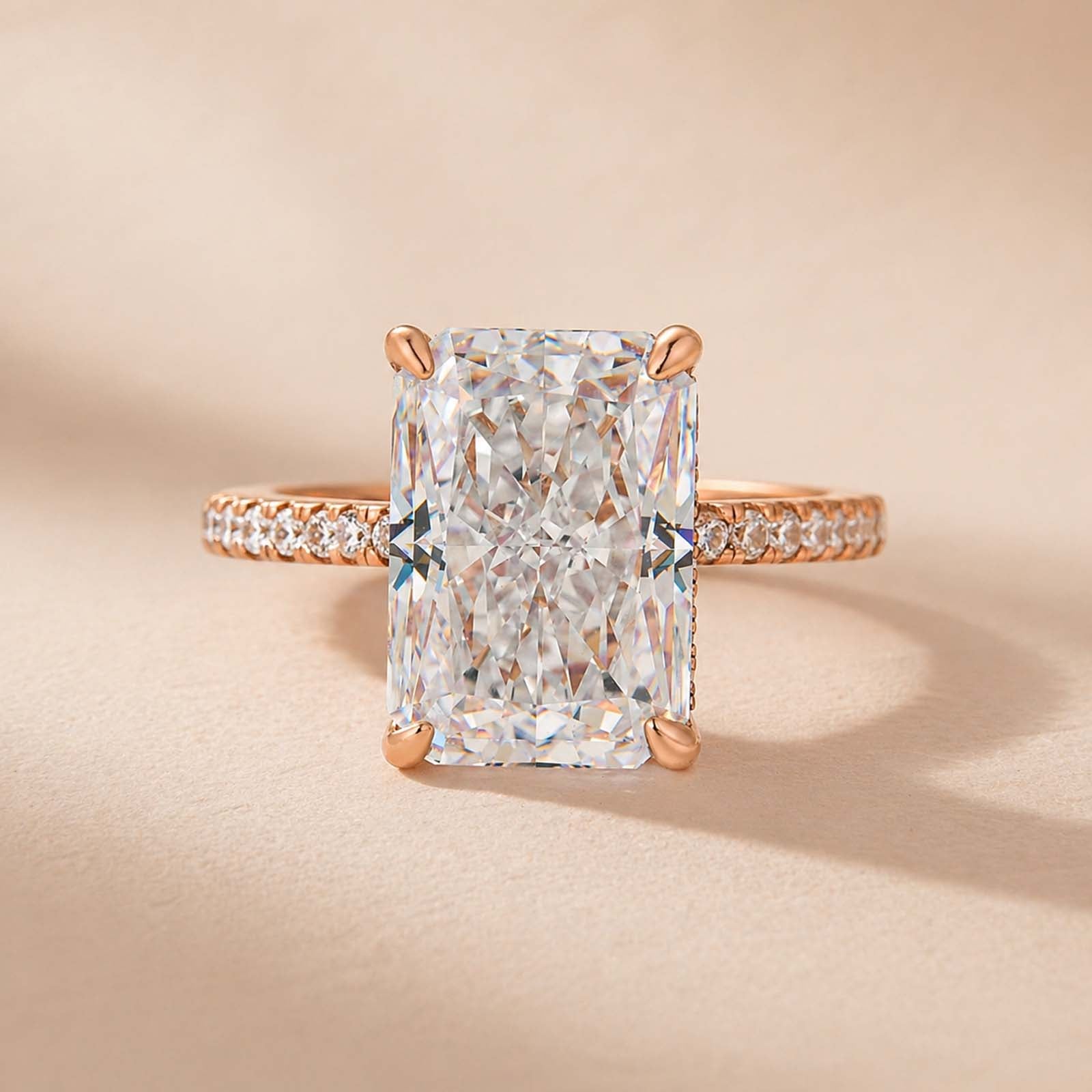 Brass 7.0Ct Simulated Diamond Radiant Cut Engagement Ring Or Enhancer Wedding Set In Brass