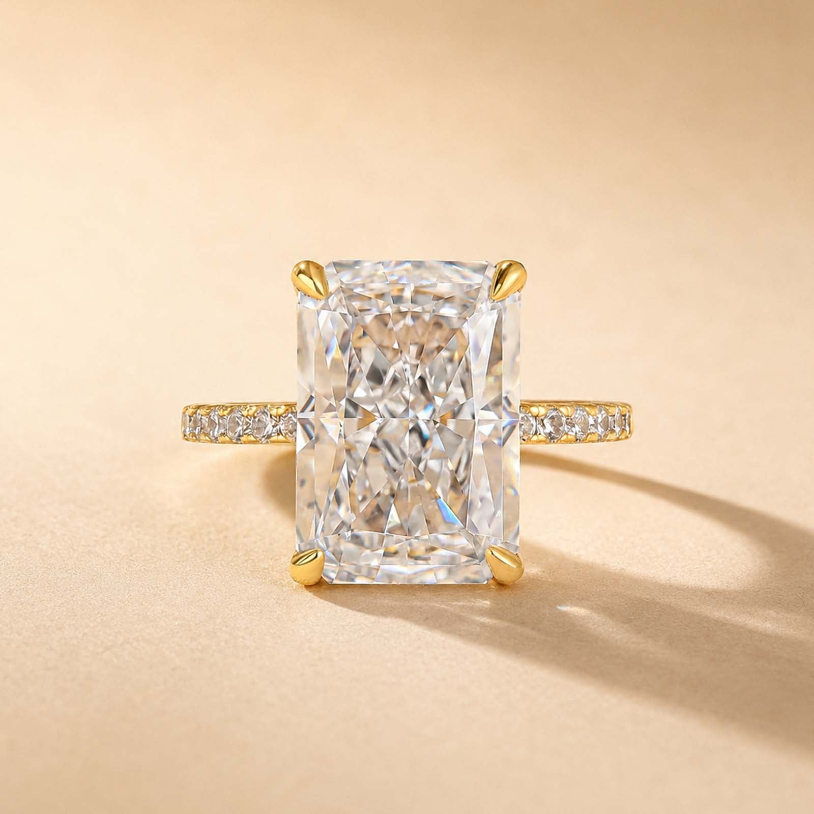 Brass 7.0Ct Simulated Diamond Radiant Cut Engagement Ring Or Enhancer Wedding Set In Brass