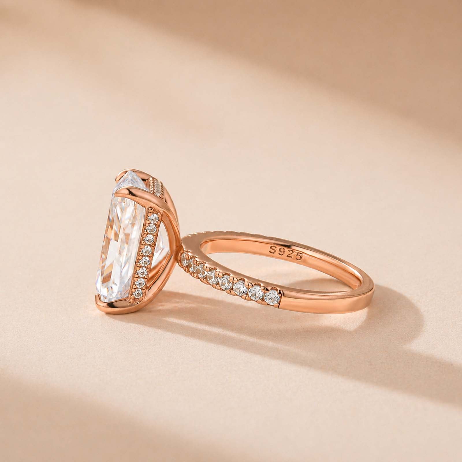 Brass 7.0Ct Simulated Diamond Radiant Cut Engagement Ring Or Enhancer Wedding Set In Brass