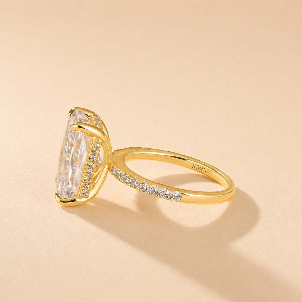 Brass 7.0Ct Simulated Diamond Radiant Cut Engagement Ring Or Enhancer Wedding Set In Brass