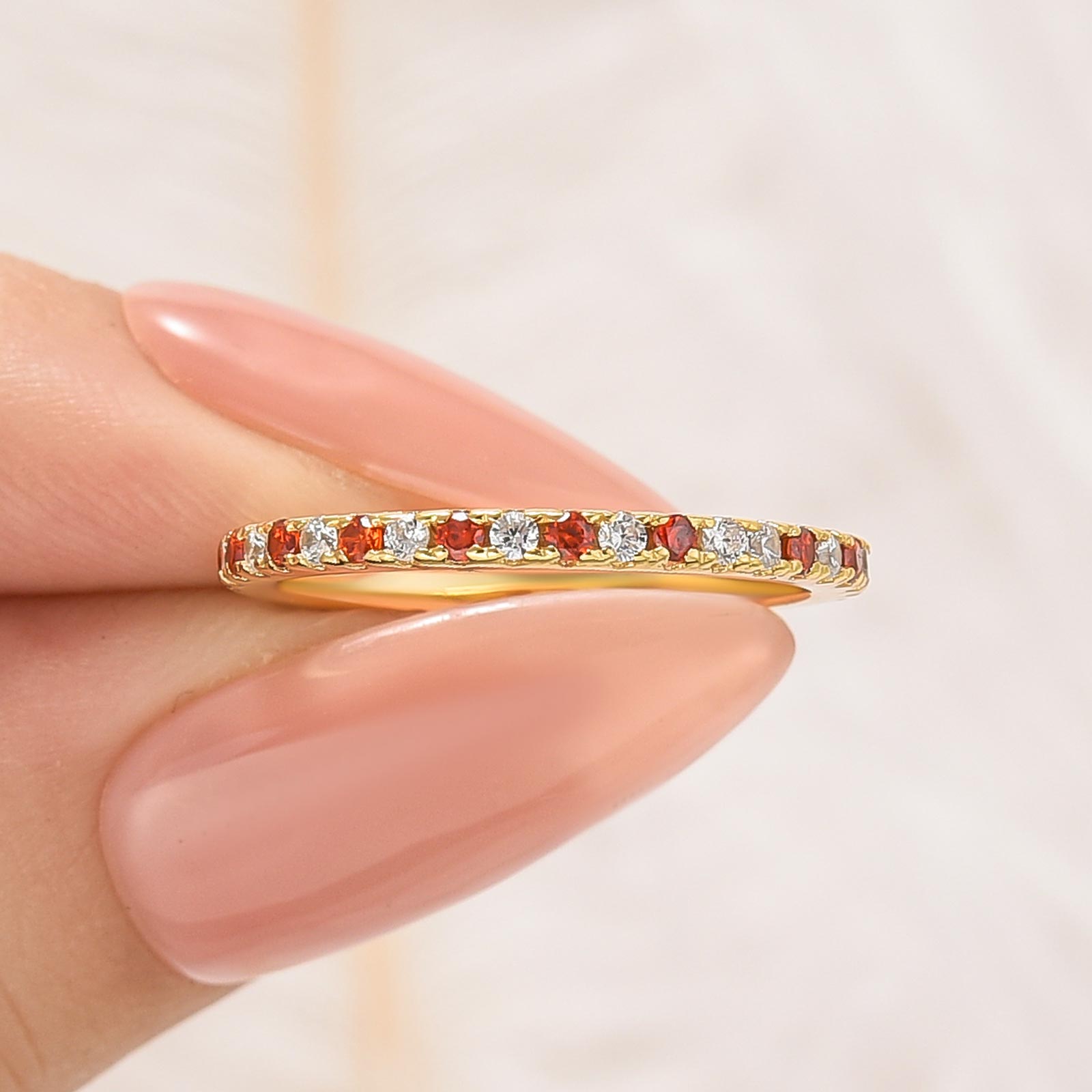 Velirella 0.5 Ct Round Cut Classic Full Eternity Thin Wedding Band For Women In Brass - Velirellajewelry