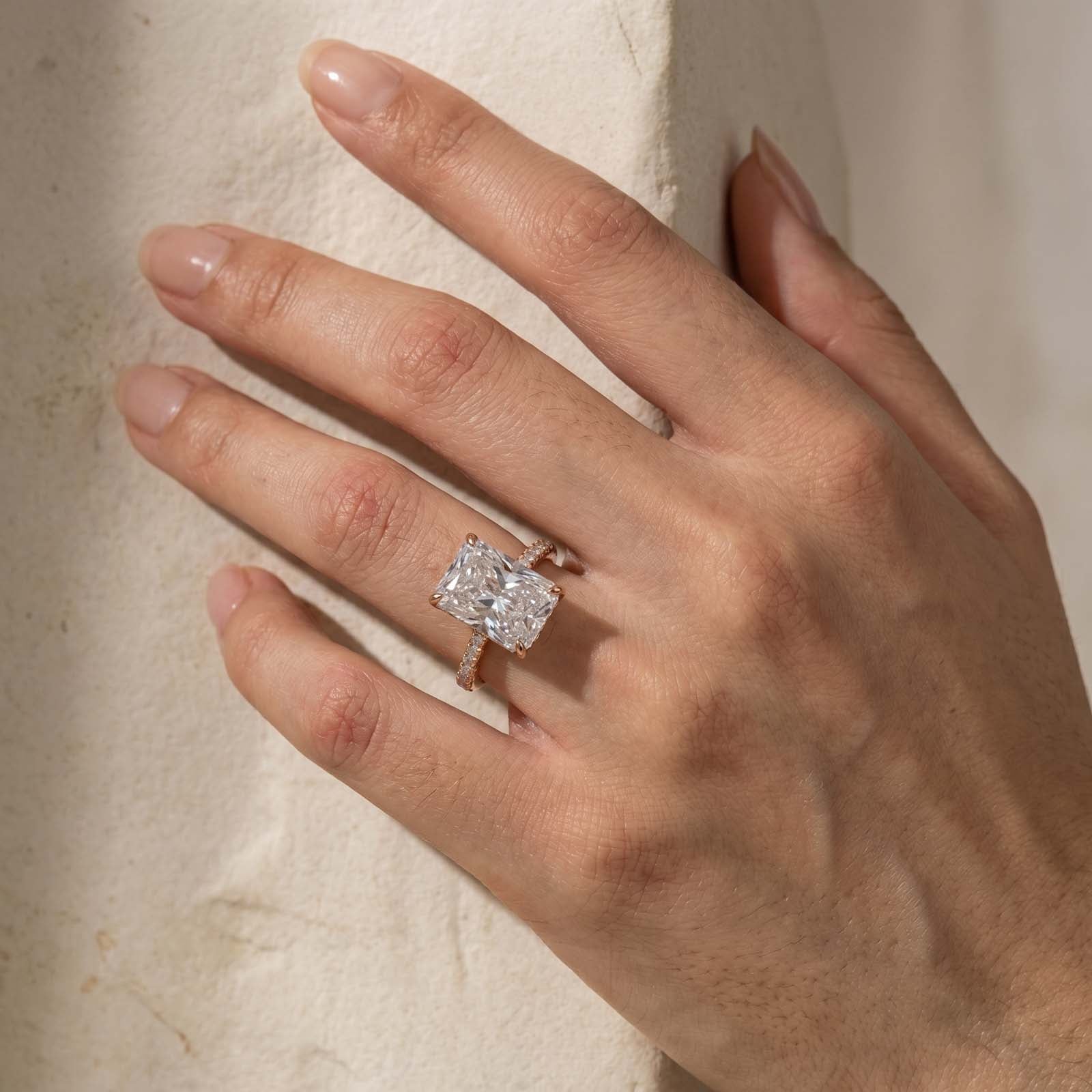 Brass 7.0Ct Simulated Diamond Radiant Cut Engagement Ring Or Enhancer Wedding Set In Brass