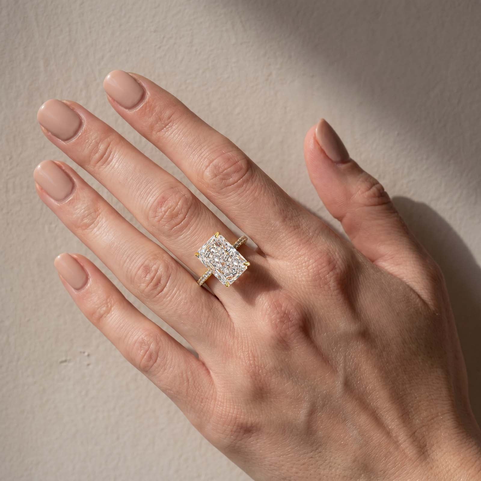 Brass 7.0Ct Simulated Diamond Radiant Cut Engagement Ring Or Enhancer Wedding Set In Brass