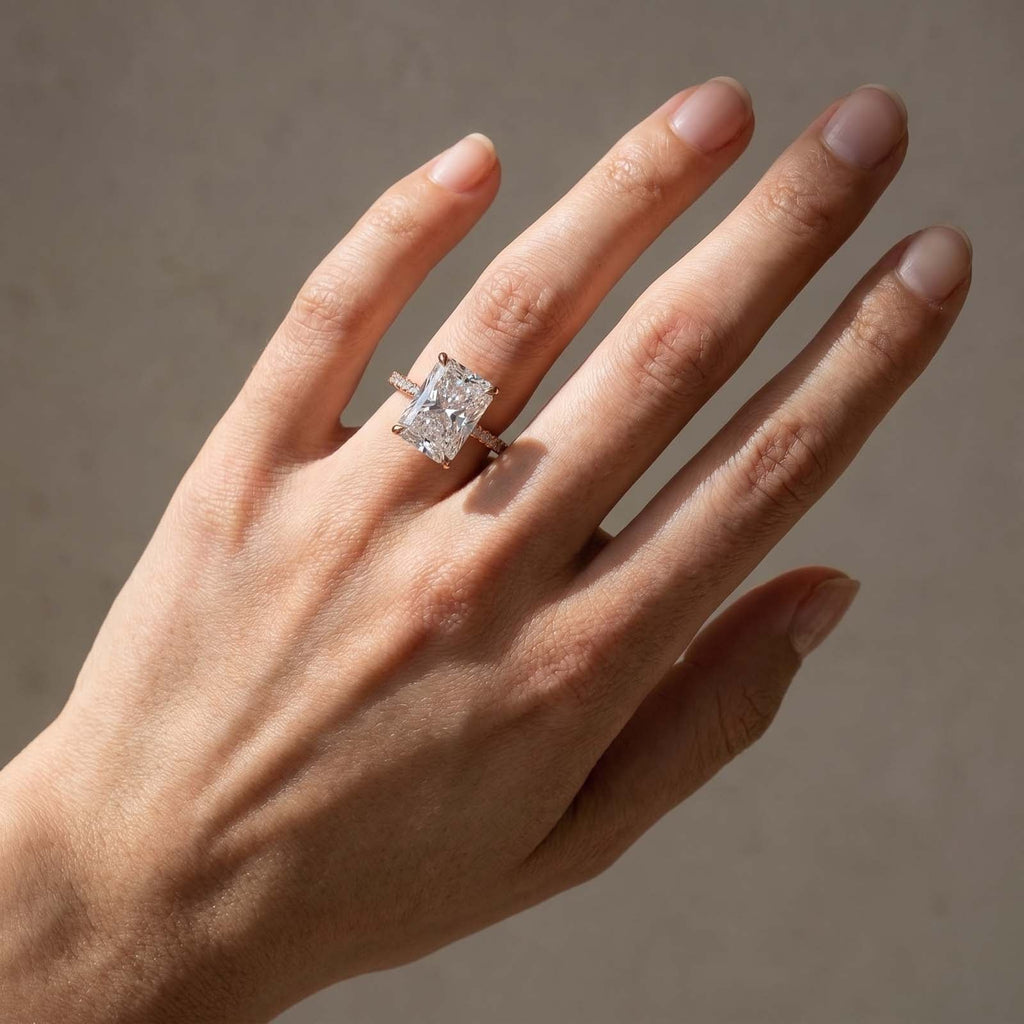 Brass 7.0Ct Simulated Diamond Radiant Cut Engagement Ring Or Enhancer Wedding Set In Brass