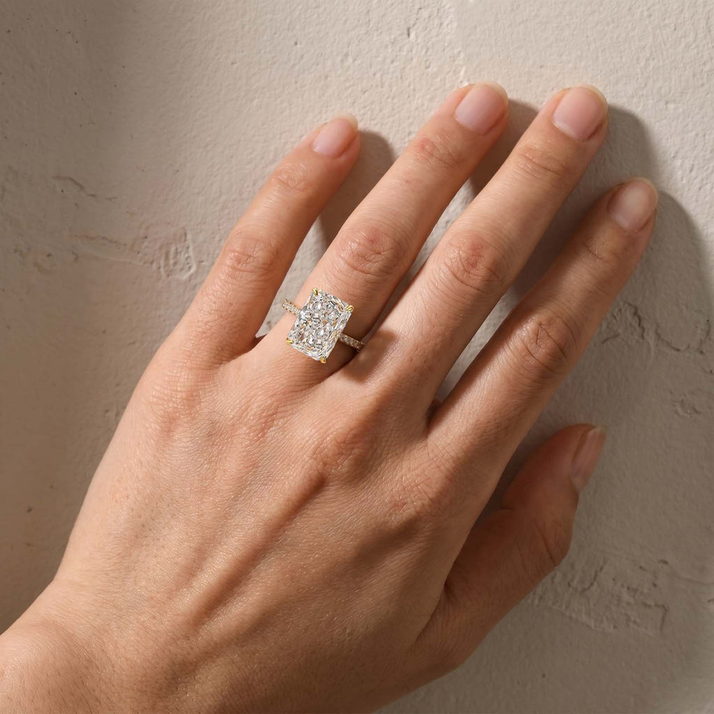 Brass 7.0Ct Simulated Diamond Radiant Cut Engagement Ring Or Enhancer Wedding Set In Brass