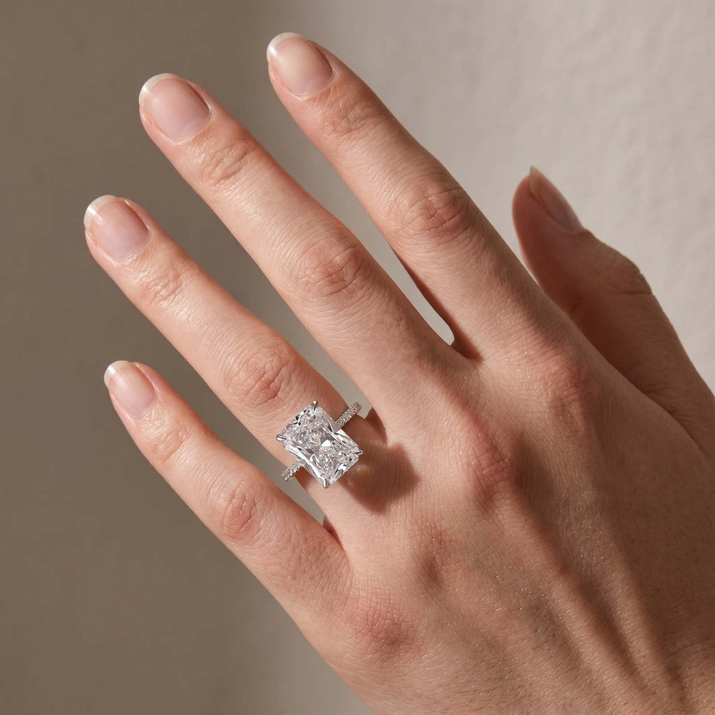 Brass 7.0Ct Simulated Diamond Radiant Cut Engagement Ring Or Enhancer Wedding Set In Brass
