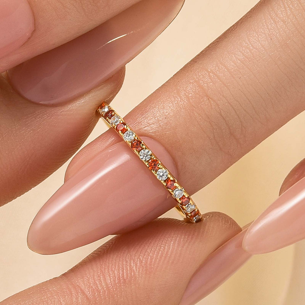 Velirella 0.5 Ct Round Cut Classic Full Eternity Thin Wedding Band For Women In Brass - Velirellajewelry