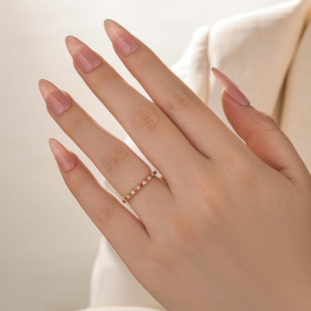 Velirella 0.5 Ct Round Cut Classic Full Eternity Thin Wedding Band For Women In Brass - Velirellajewelry