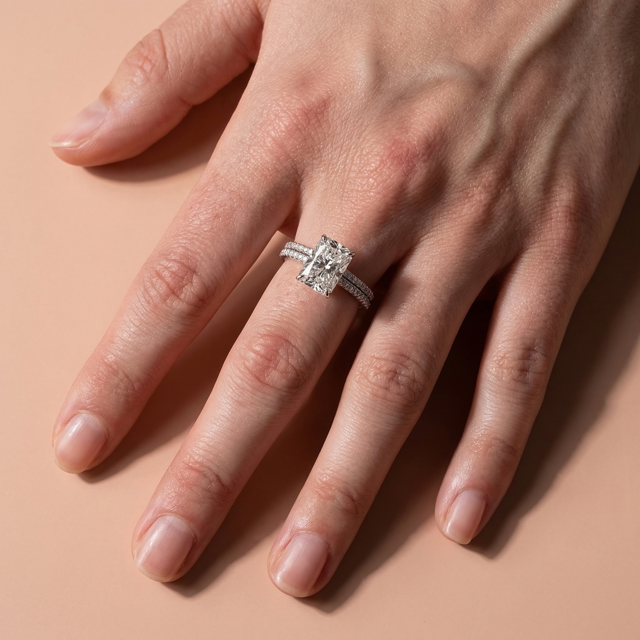 Classic 3.5 Carat Radiant Cut Stackable Ring Set Holiday Ring Gift For Women