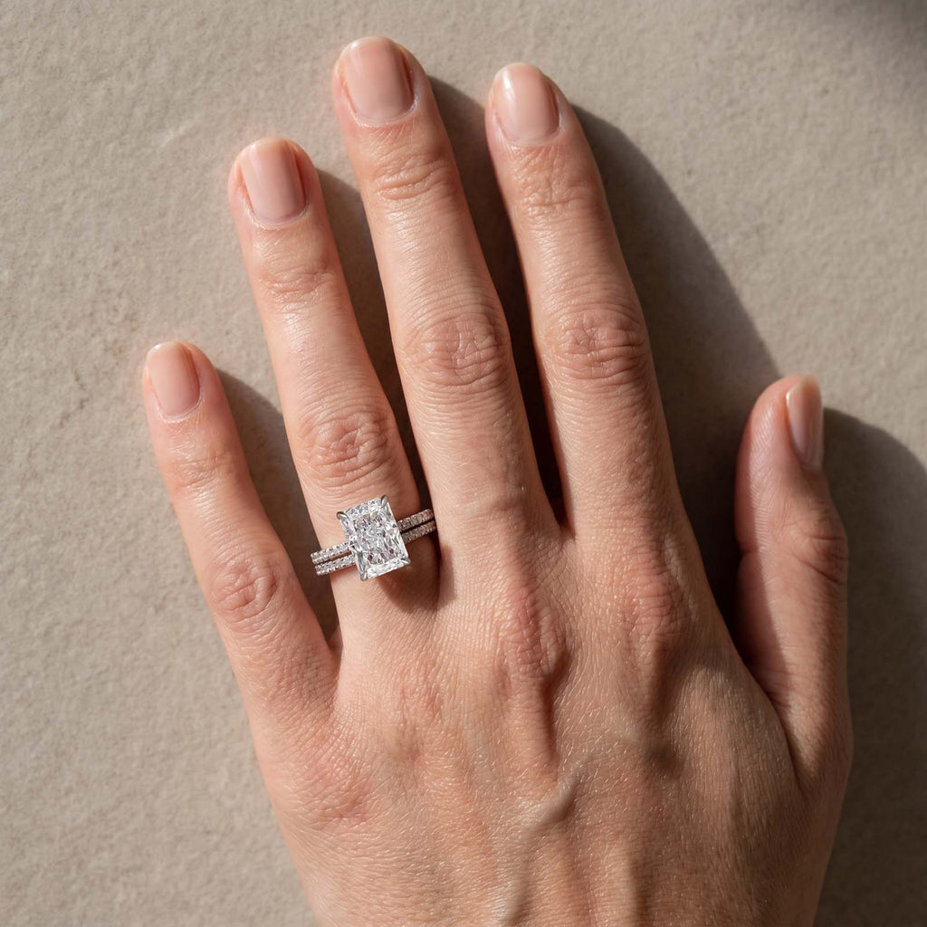 Classic 3.5 Carat Radiant Cut Stackable Ring Set Holiday Ring Gift For Women