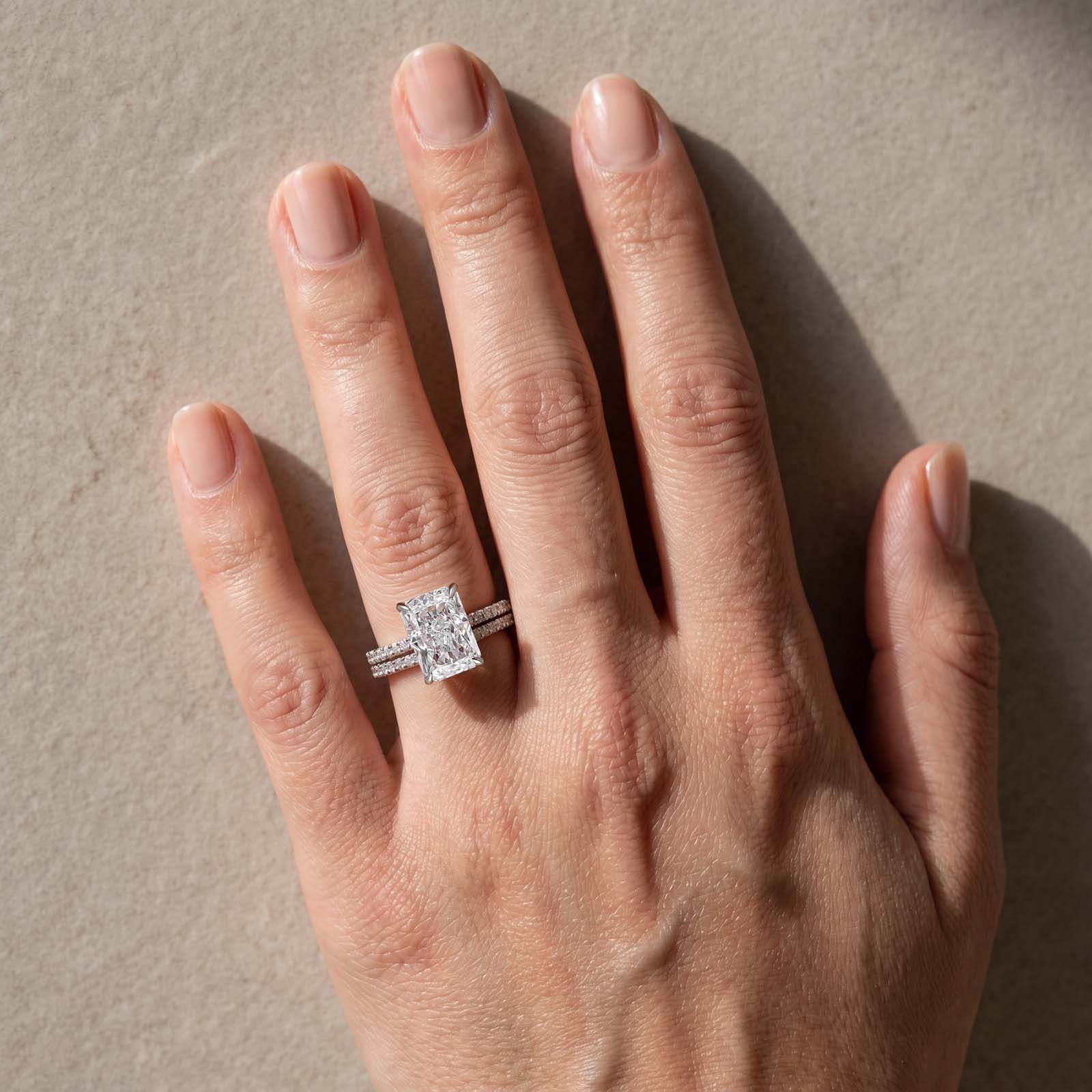 Classic 3.5 Carat Radiant Cut Stackable Ring Set Holiday Ring Gift For Women