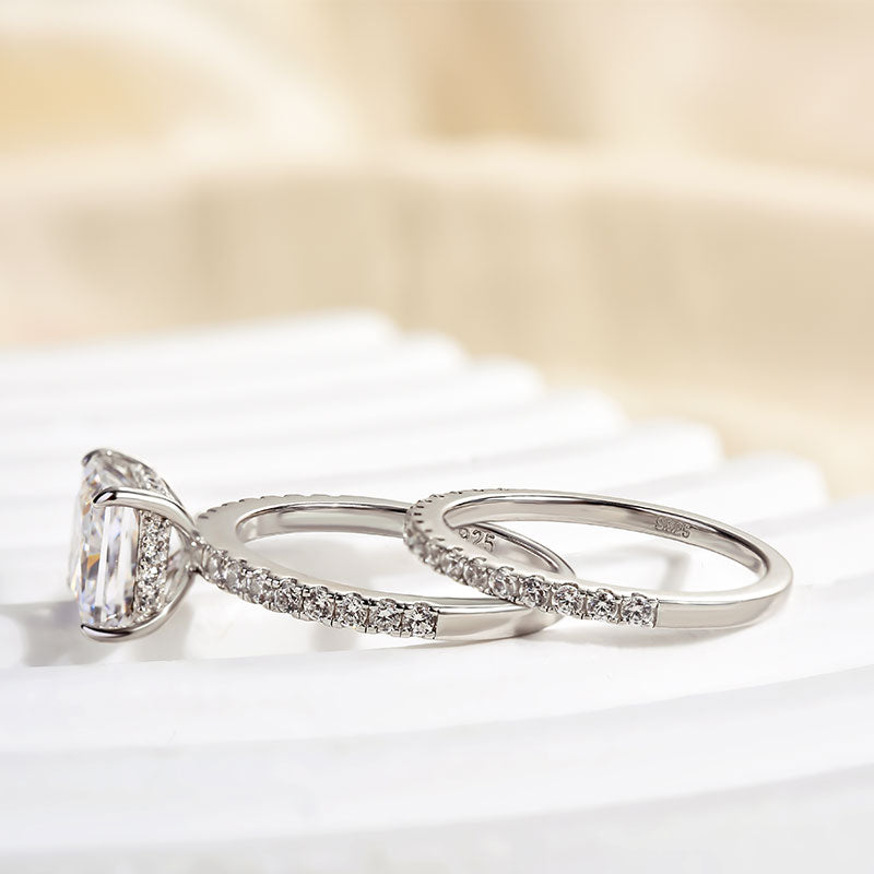 Velirella Elegant Square Princess Cut Wedding Ring Set For Women In Brass - Velirellajewelry
