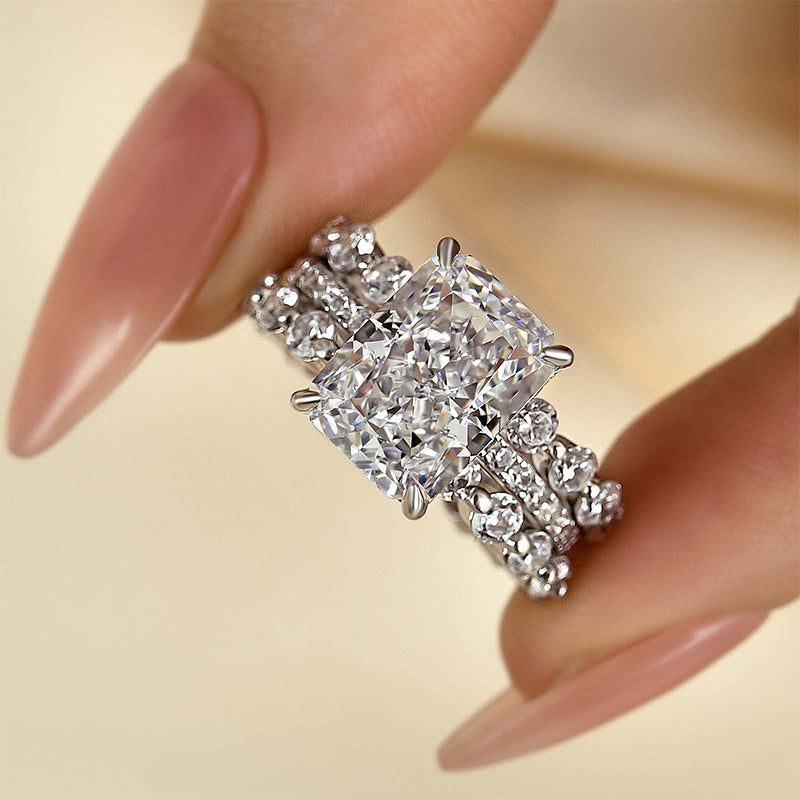 Velirella Stunning Radiant Cut 3PC Wedding Ring Set In Brass - Velirellajewelry
