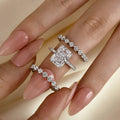 Velirella Stunning Radiant Cut 3PC Wedding Ring Set In Brass - Velirellajewelry