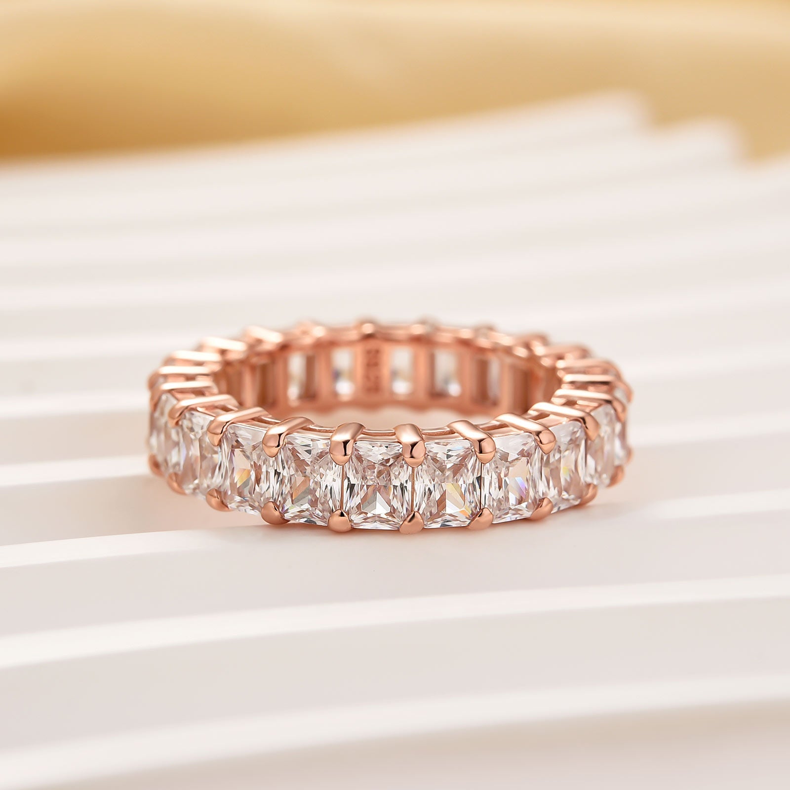 Velirella Elegant Radiant Cut Women's Wedding Band In Brass - Velirellajewelry