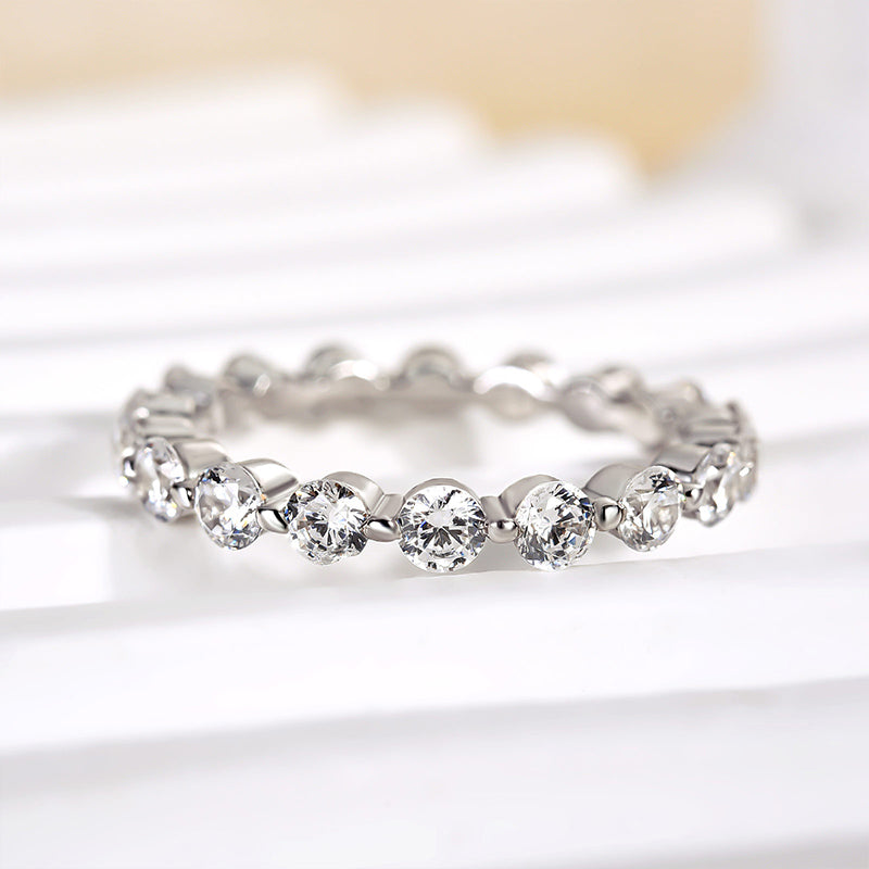 Velirella Fashion Eternity Round Cut Wedding Band In Brass - Velirellajewelry