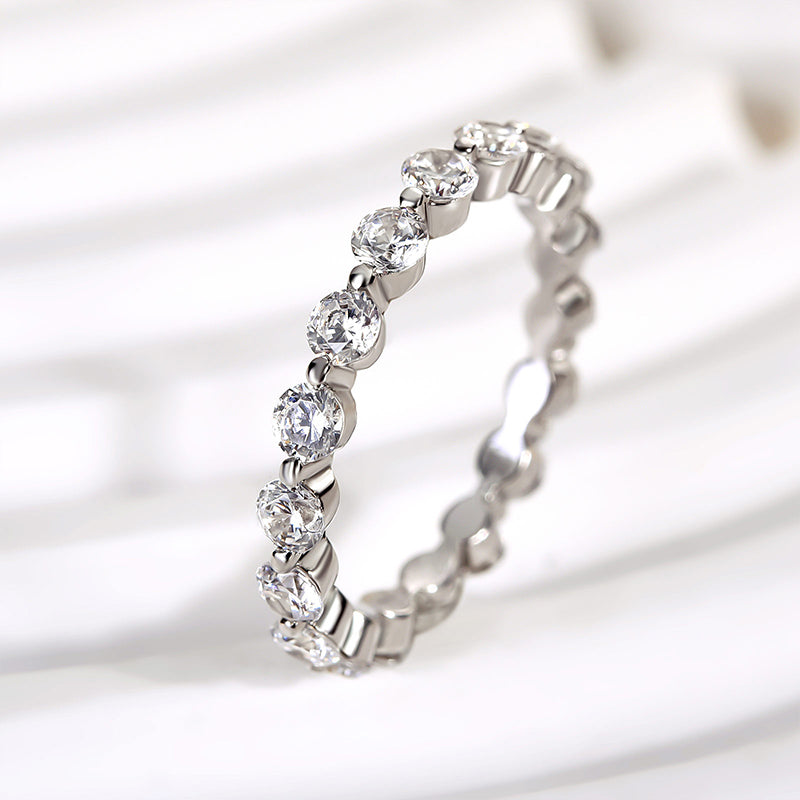 Velirella Fashion Eternity Round Cut Wedding Band In Brass - Velirellajewelry