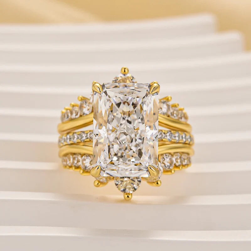 7.0Ct Simulated Diamond Radiant Cut Engagement Ring Promise Rings In Brass - Velirellajewelry