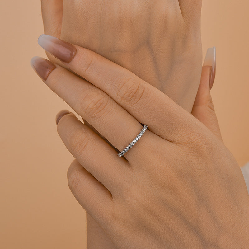 Velirella Classic Full Eternity Thin Wedding Band For Women In Brass - Velirellajewelry