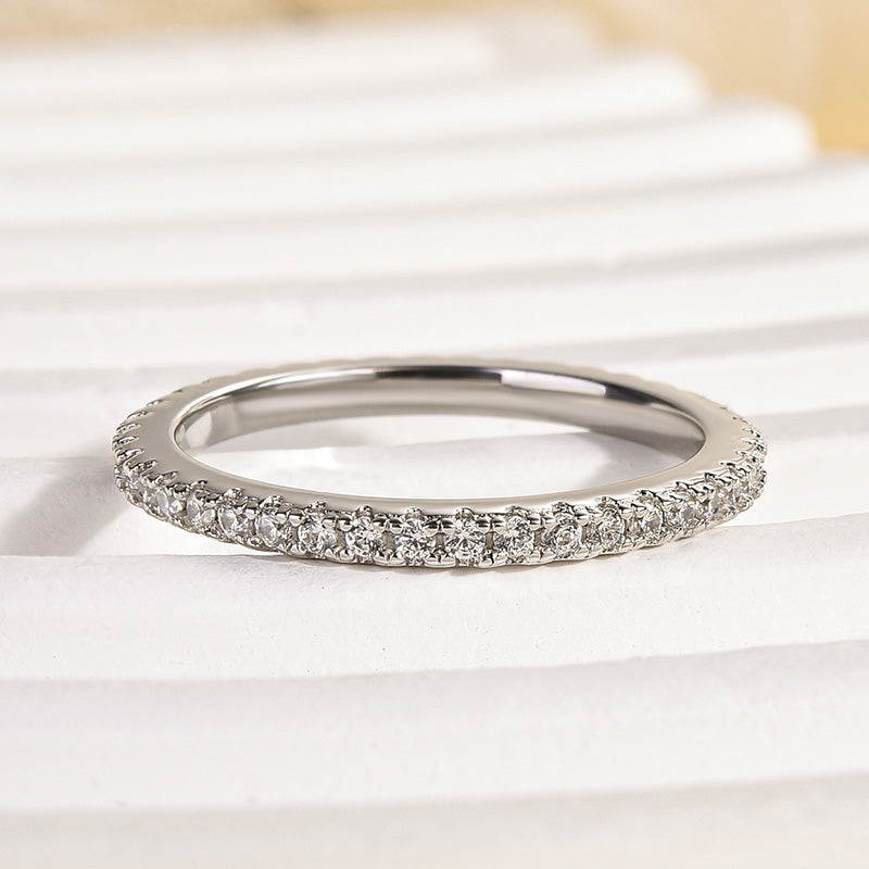 Velirella Classic Full Eternity Thin Wedding Band For Women In Brass - Velirellajewelry