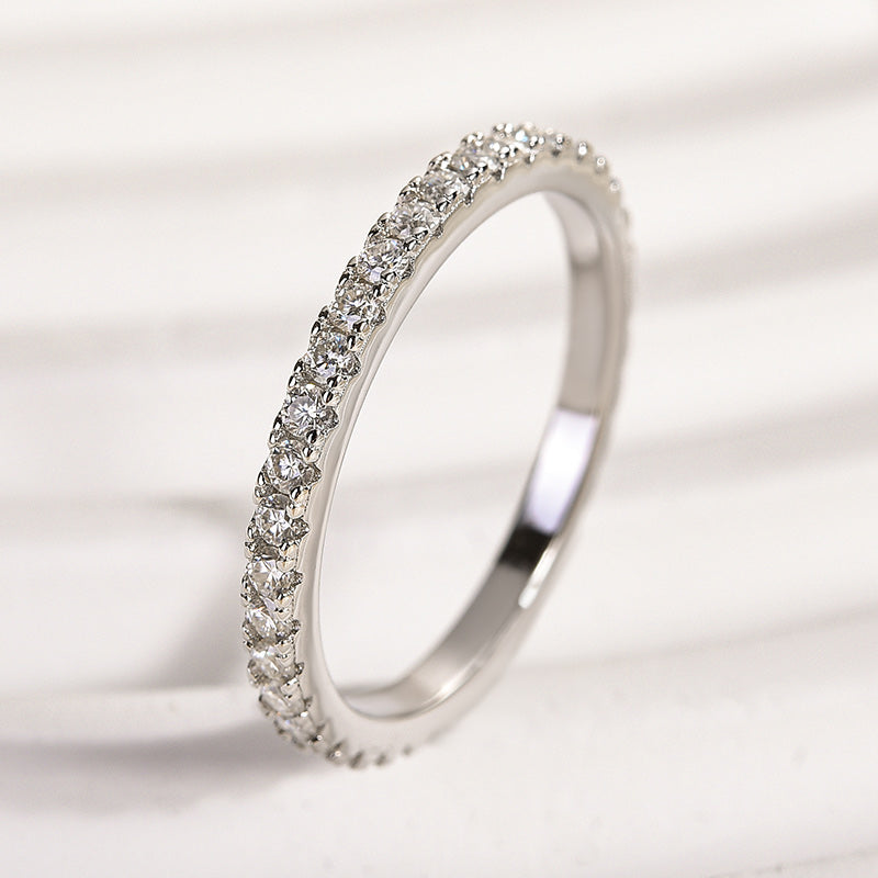Velirella Classic Full Eternity Thin Wedding Band For Women In Brass - Velirellajewelry