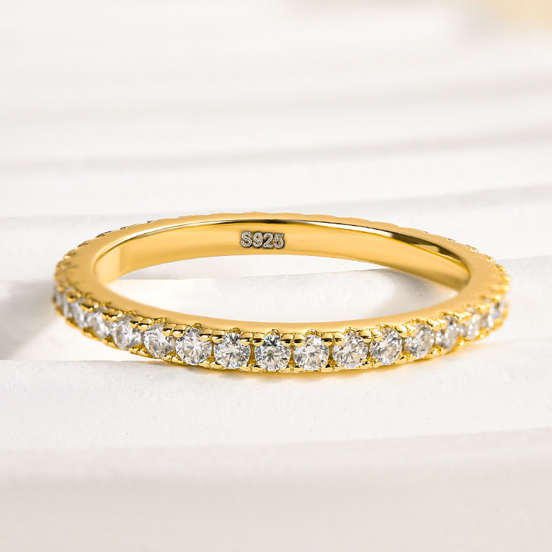 Velirella Classic Full Eternity Thin Wedding Band For Women In Brass - Velirellajewelry