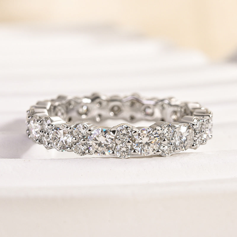 Velirella Elegant Round Cut Full Wedding Band for Women In Brass - Velirellajewelry