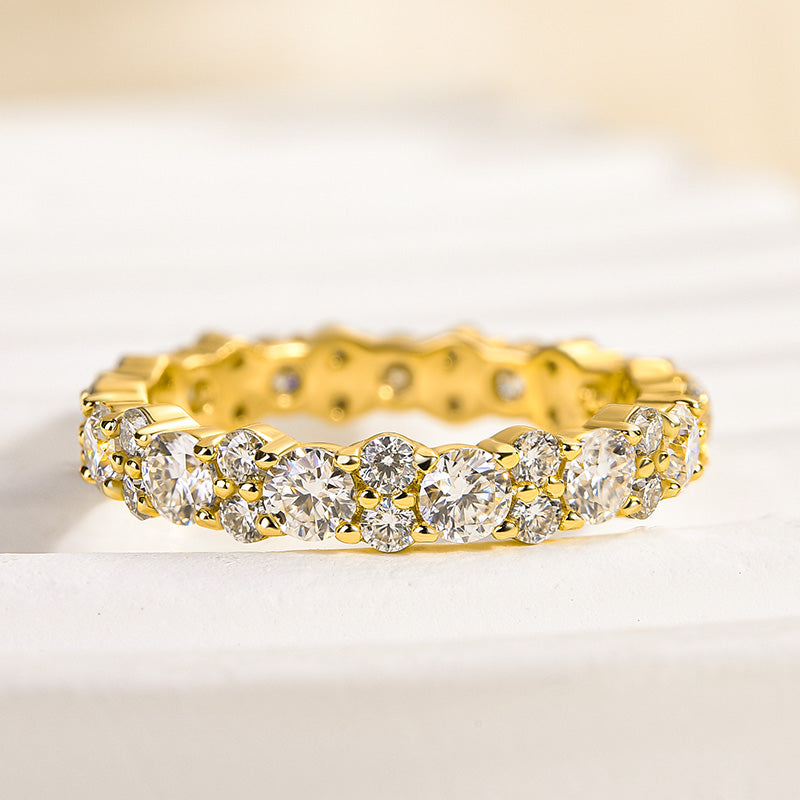 Velirella Elegant Round Cut Full Wedding Band for Women In Brass - Velirellajewelry
