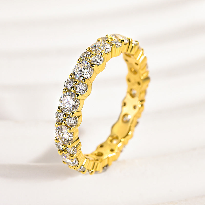 Velirella Elegant Round Cut Full Wedding Band for Women In Brass - Velirellajewelry