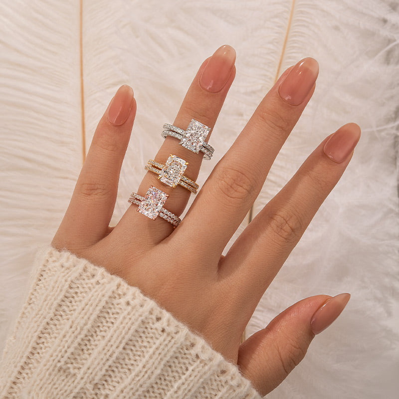 Velirella 3.5 Carat Radiant Cut Wedding Ring Set In Brass - Velirellajewelry
