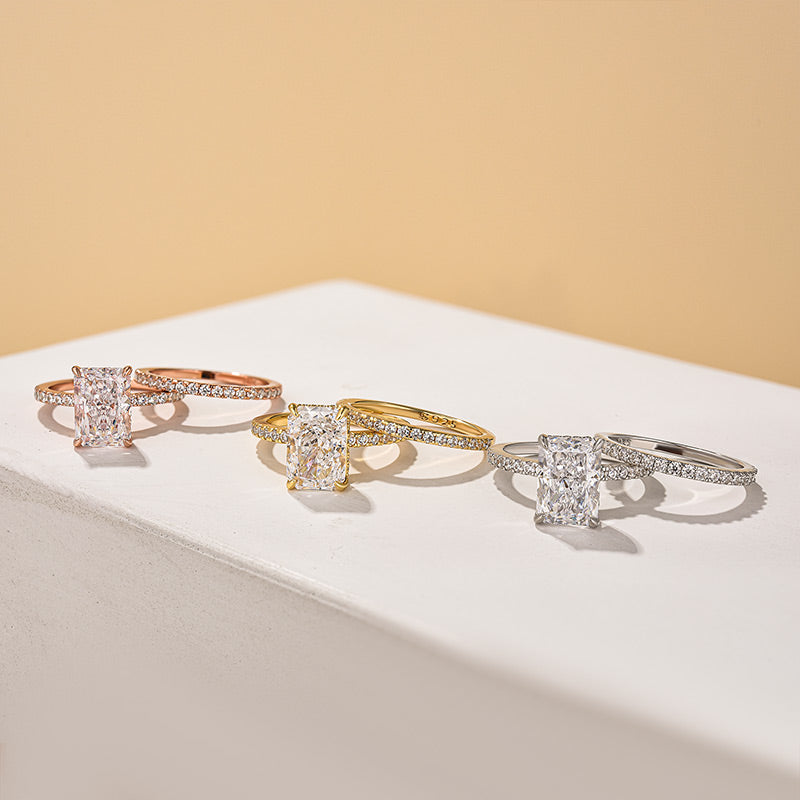 Velirella 3.5 Carat Radiant Cut Wedding Ring Set In Brass - Velirellajewelry