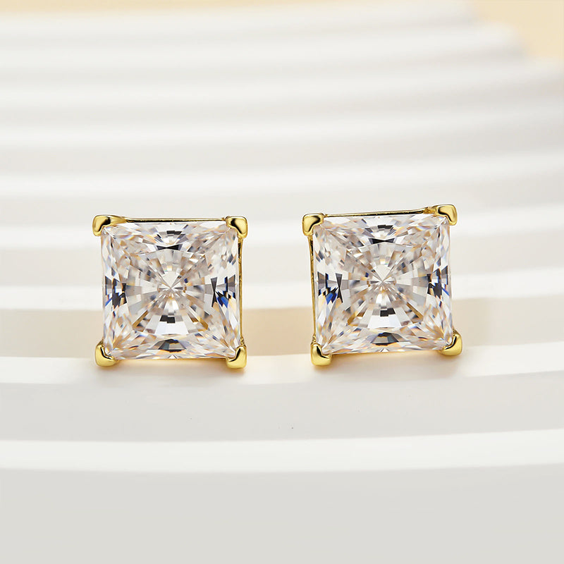 Velirella Brass Classic Square Princess Cut Stud Earrings - Velirellajewelry
