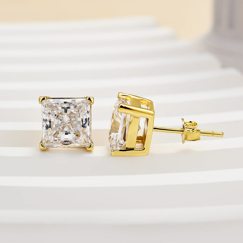 Velirella Brass Classic Square Princess Cut Stud Earrings - Velirellajewelry