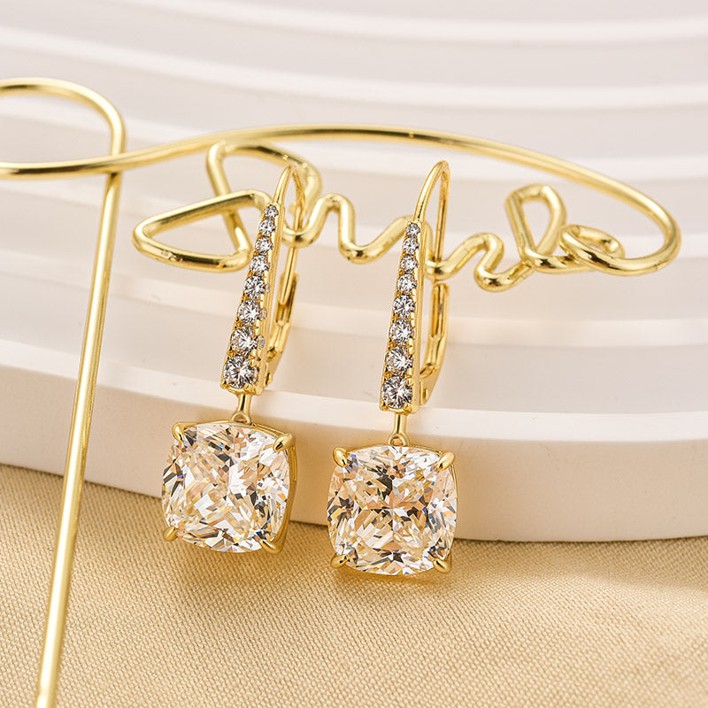 Velirella Exquisite Cushion Cut Women's Earrings In Brass - Velirellajewelry
