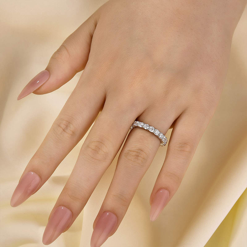 Velirella Eternity Round Cut Simulated Diamond Wedding Band In Brass - Velirellajewelry
