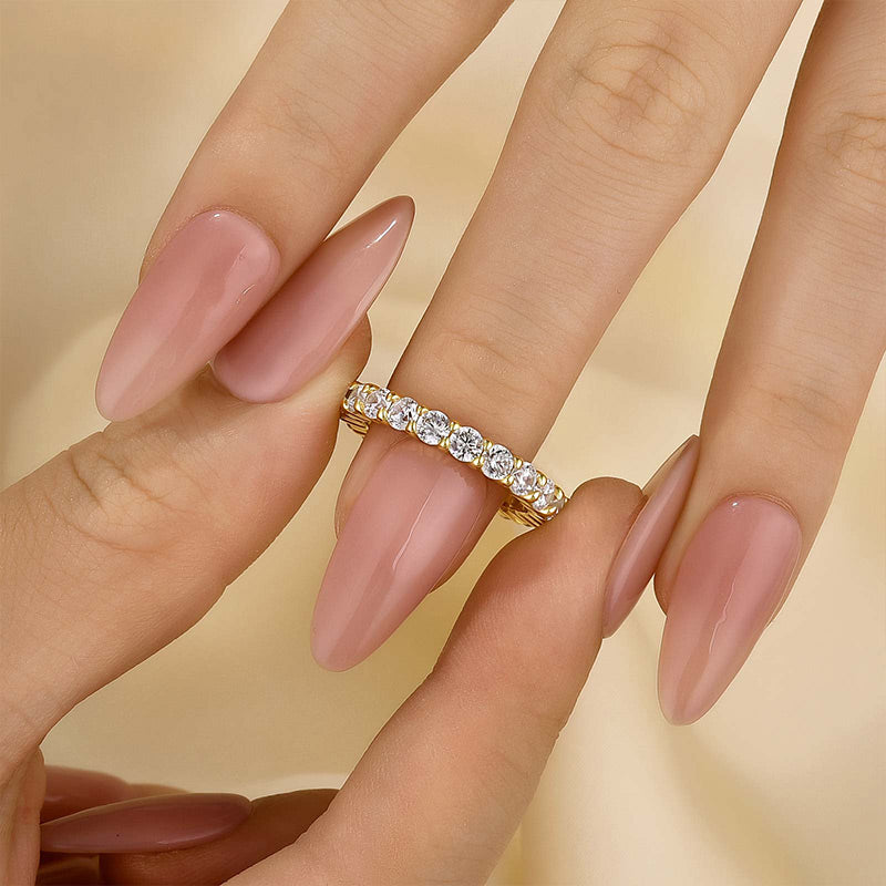 Velirella Eternity Round Cut Simulated Diamond Wedding Band In Brass - Velirellajewelry