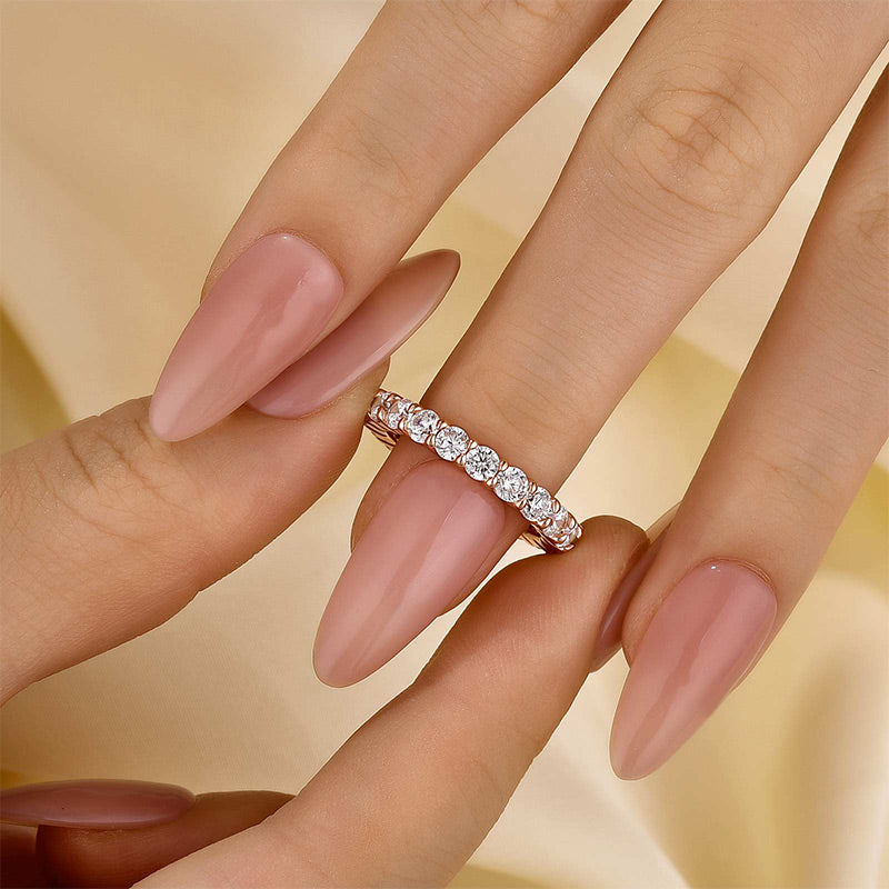 Velirella Eternity Round Cut Simulated Diamond Wedding Band In Brass - Velirellajewelry