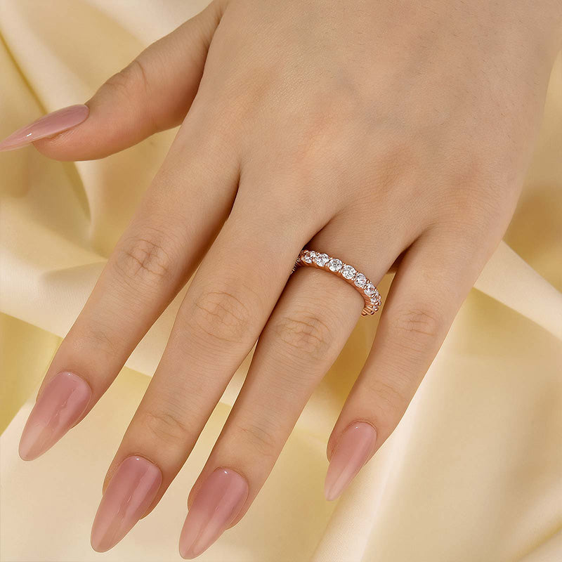 Velirella Eternity Round Cut Simulated Diamond Wedding Band In Brass - Velirellajewelry
