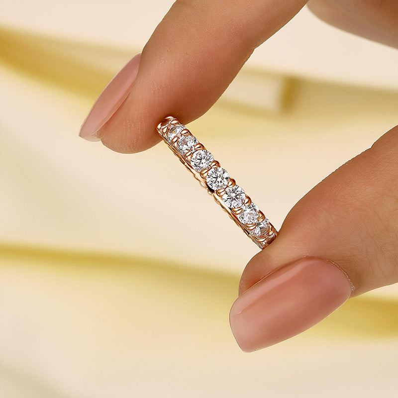 Velirella Eternity Round Cut Simulated Diamond Wedding Band In Brass - Velirellajewelry