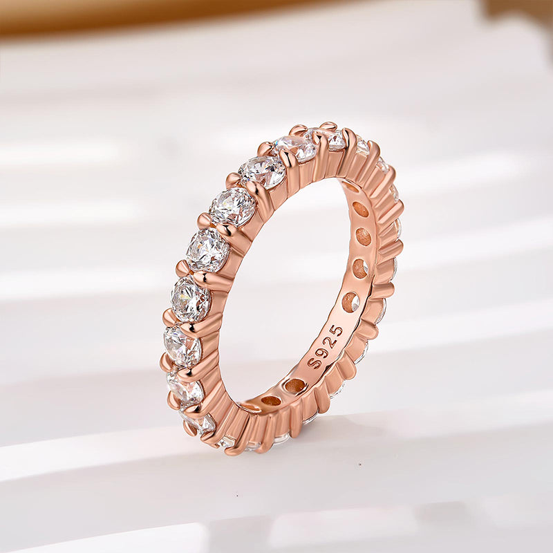 Velirella Eternity Round Cut Simulated Diamond Wedding Band In Brass - Velirellajewelry