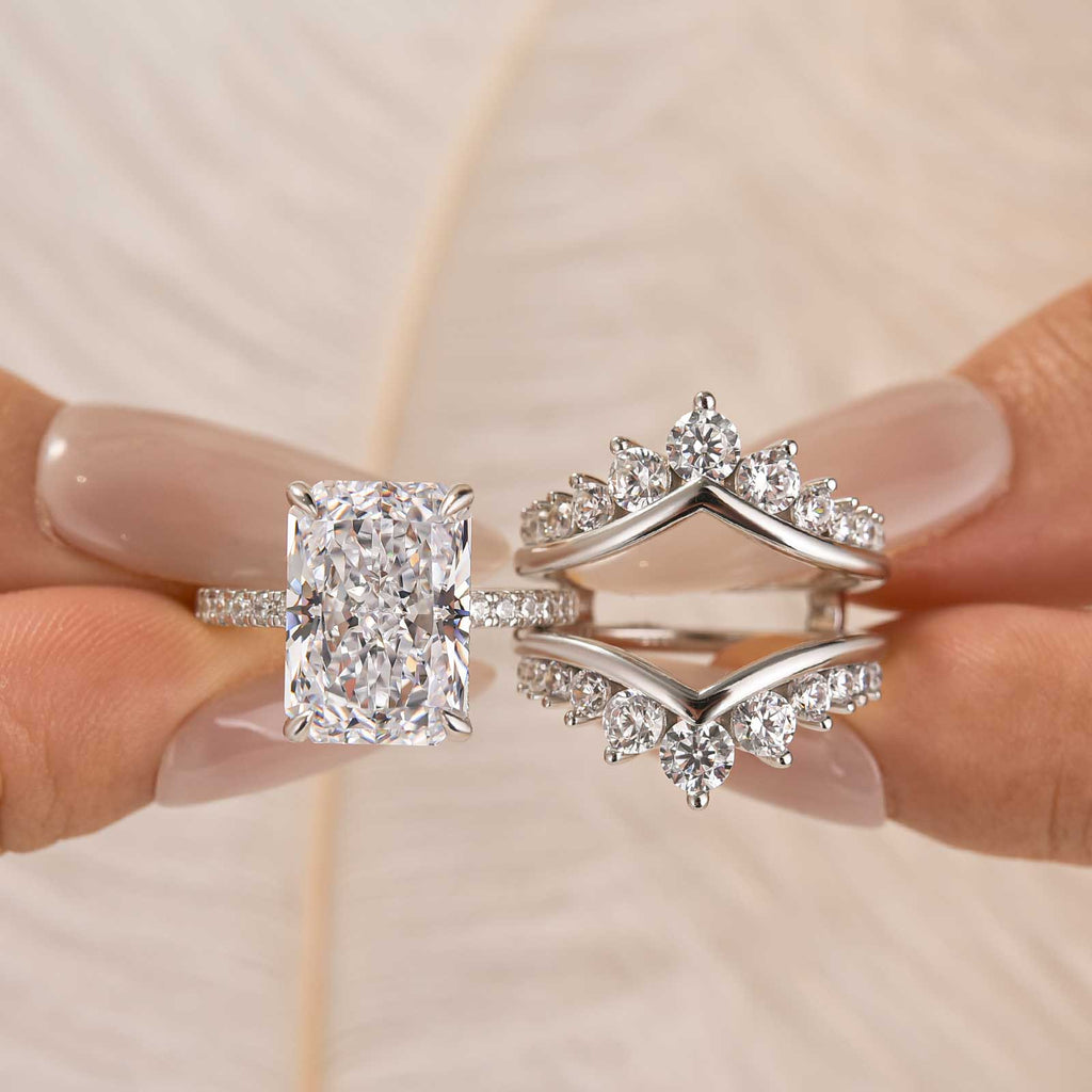 7.0Ct Simulated Diamond Radiant Cut Engagement Ring Promise Rings In Brass - Velirellajewelry