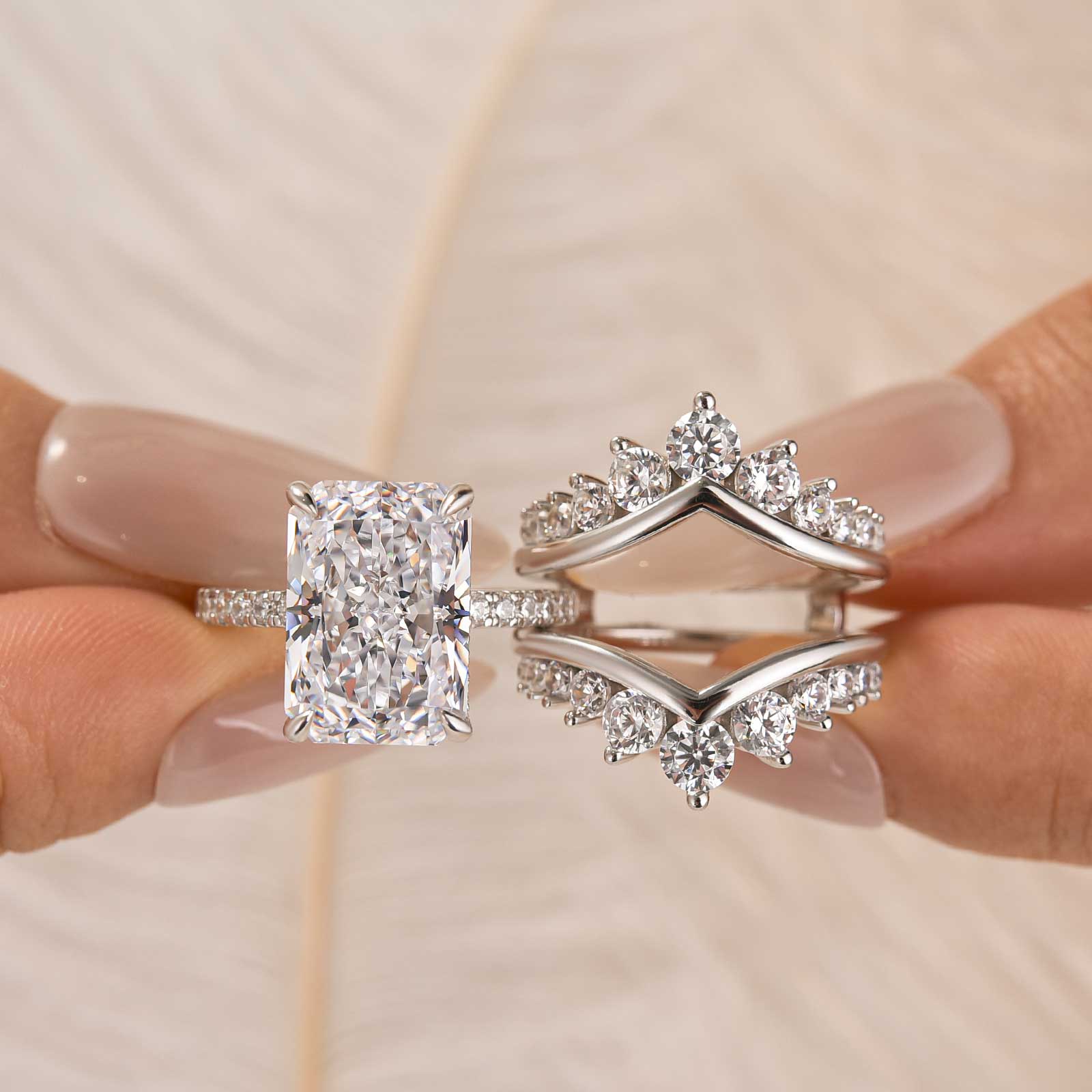 7.0Ct Simulated Diamond Radiant Cut Engagement Ring Promise Rings In Brass - Velirellajewelry