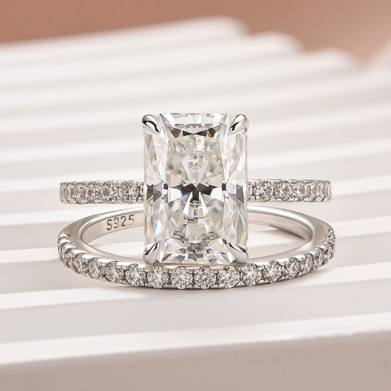 Classic 3.5 Carat Radiant Cut Stackable Ring Set Holiday Ring Gift For Women