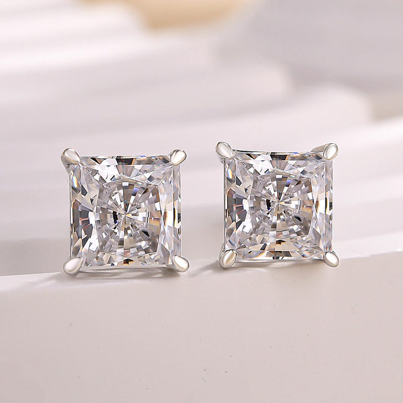 Velirella Brass Classic Square Princess Cut Stud Earrings - Velirellajewelry