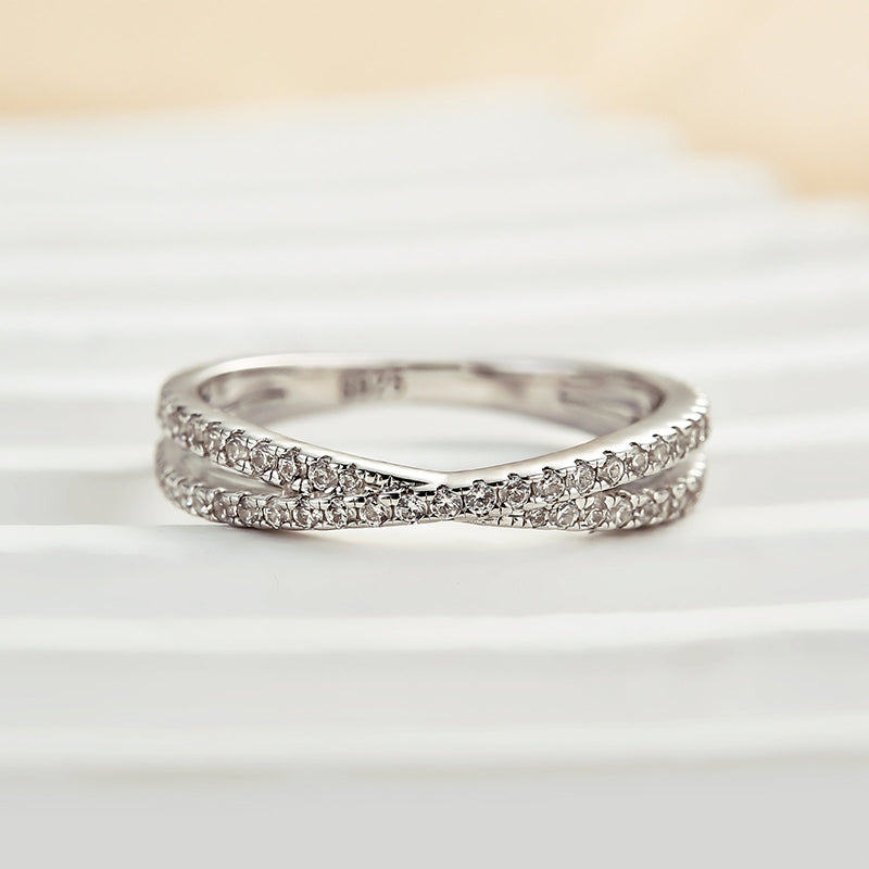 Velirella  X Criss Cross Wedding Band For Women In Brass - Velirellajewelry