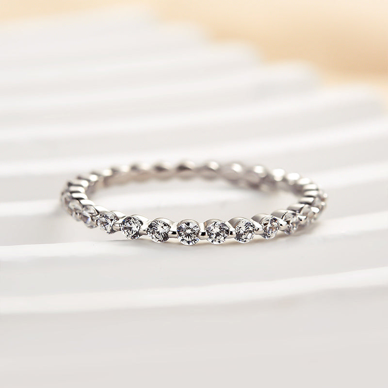Velirella Classic Round Cut Full Eternity Wedding Band In Brass - Velirellajewelry