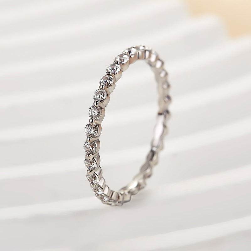 Velirella Classic Round Cut Full Eternity Wedding Band In Brass - Velirellajewelry